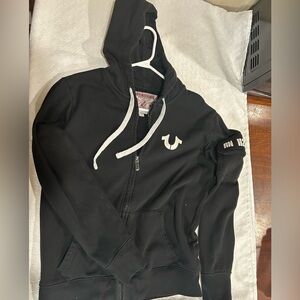 True Religion Black Hoodie with White Accents